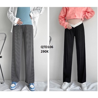 Quần bầu thun lụa gân cạp bầu dưới bụng qtd106