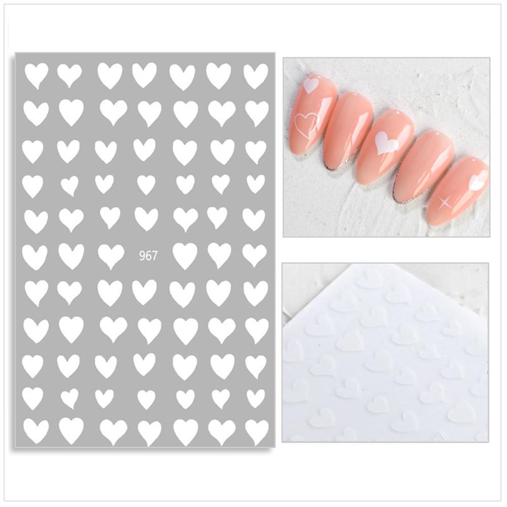 QQMALL 1 Miếng Dán Trang Trí Móng Tay Hình Trái Tim Màu Đen / Bạc DIY