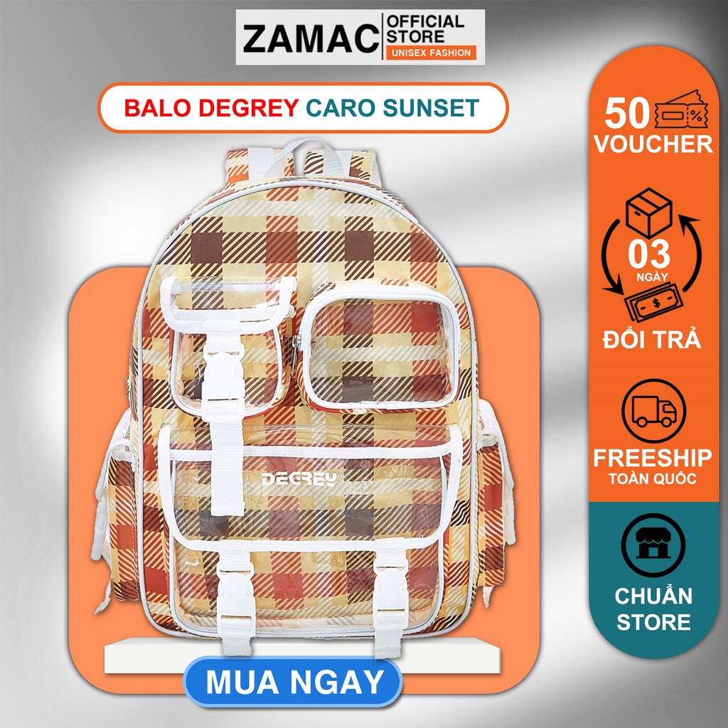 Balo Degrey đi học Sunset ZAMAC cặp học sinh nam nữ phối màu nâu vàng Unisex ZB3