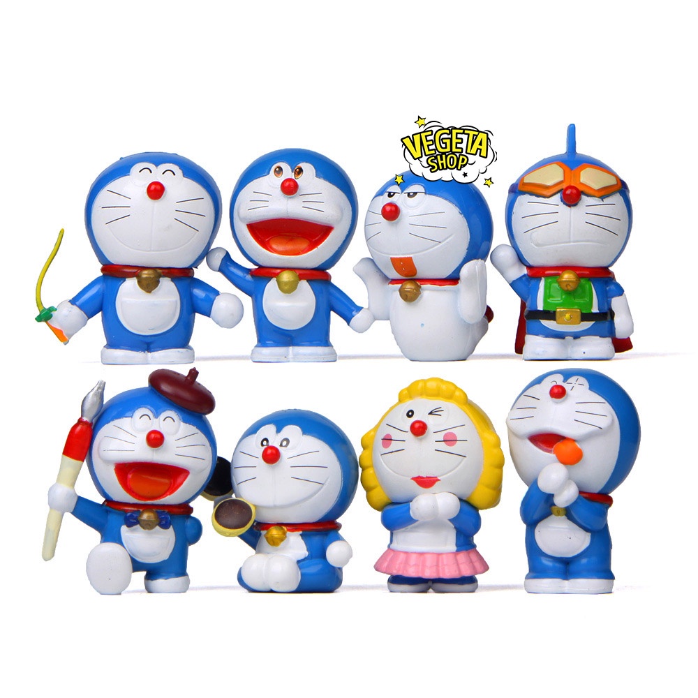 Mô hình Doraemon Doremon - Trọn bộ 8 Mô hình các tư thế Doremon Doraemon và bảo bối - Cao khoảng 6cm