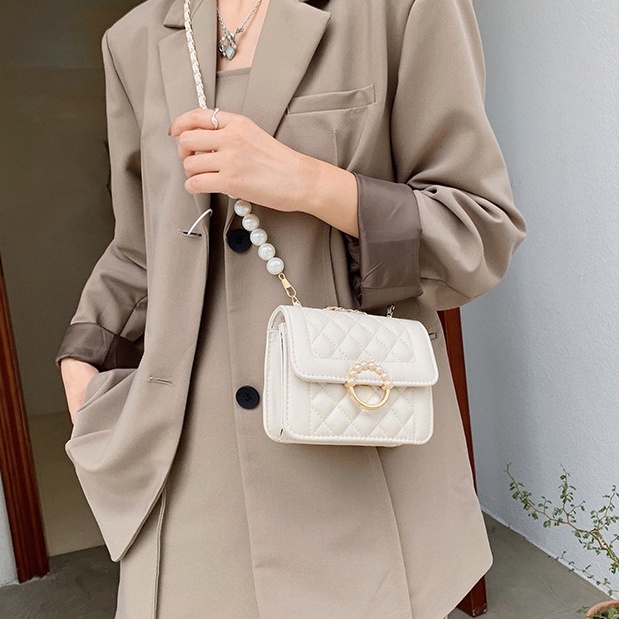 Túi xách đeo chéo, Túi đeo vai nữ đẹp dáng vuông khóa ngọc đi chơi thời trang PK 418