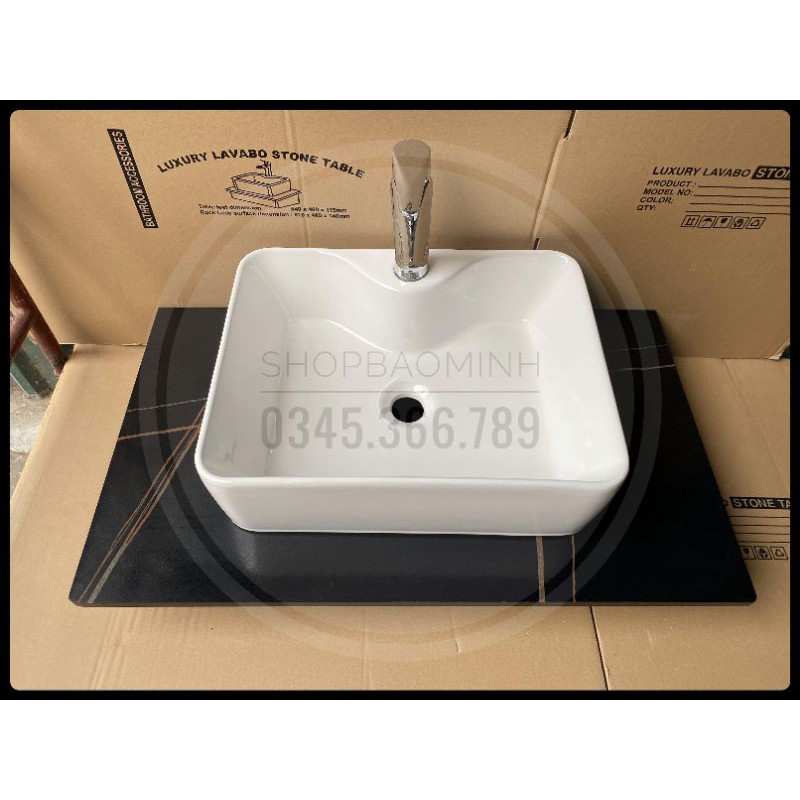 Chậu rửa mặt - Lavabo chữ nhật đặt bàn 609