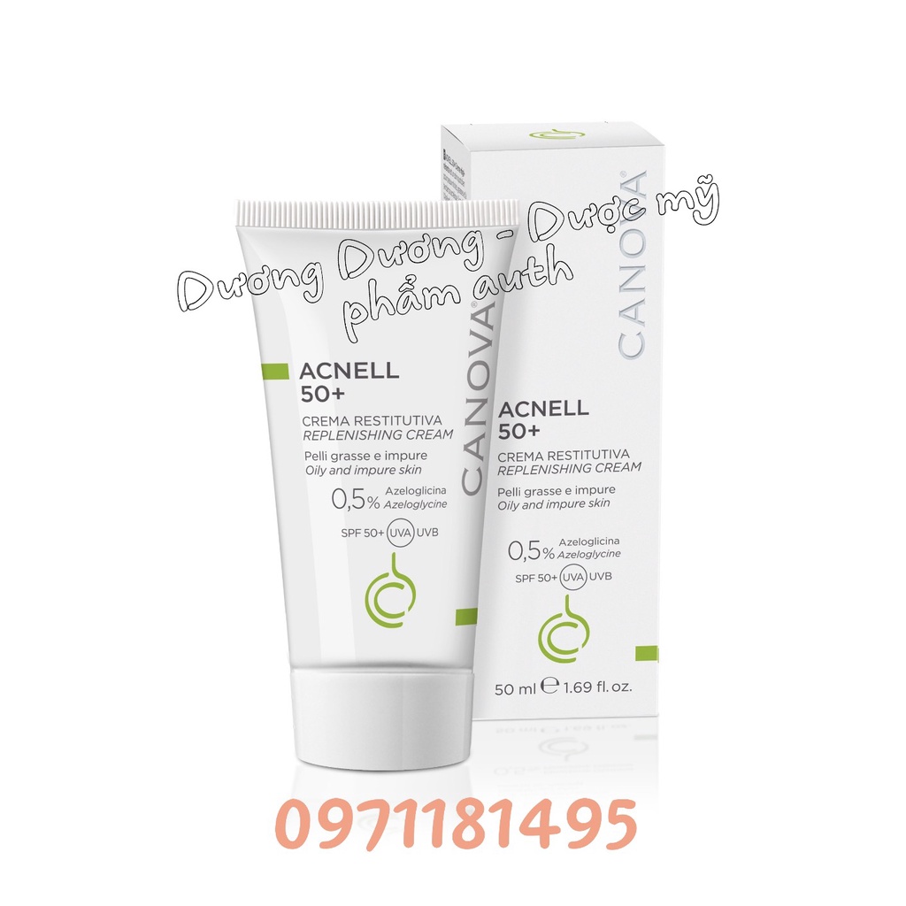 Kem ngừa mụn ban ngày dành cho da mụn, nhạy cảm CANOVA Acnell 50+ 50ml [Chính Hãng]