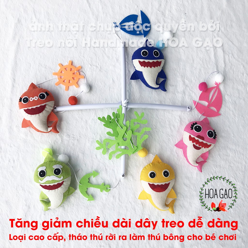 Treo nôi, đồ chơi cho bé Hoa Gạo HGShark loại CAO CẤP 2 trong 1 làm treo nôi, làm đồ chơi cầm nắm