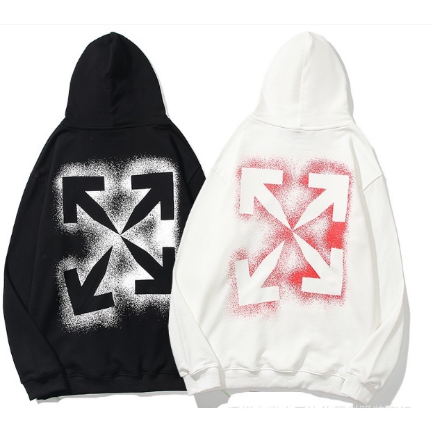 off white Áo len có mũ trùm đầu thông thường của nam và nữ ngụy trang mới