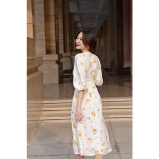 Đầm Hoa Cổ V Xẻ Tà EDINI - D1434