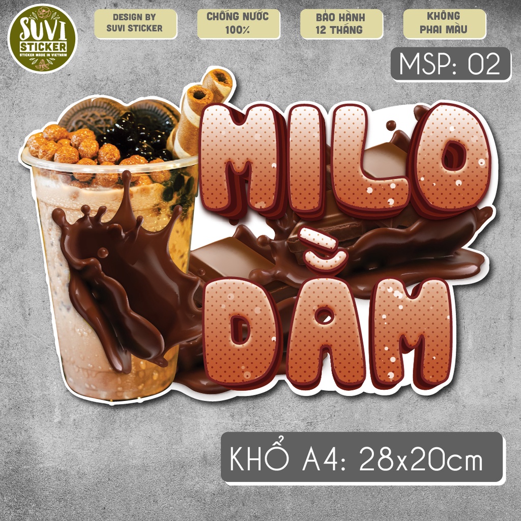 Decal khổ lớn trang trí tường, dán kính, trang trí quán cà phê khổ A4 chống nước, decal cam ép, nước ép, soda. MSP: KL17