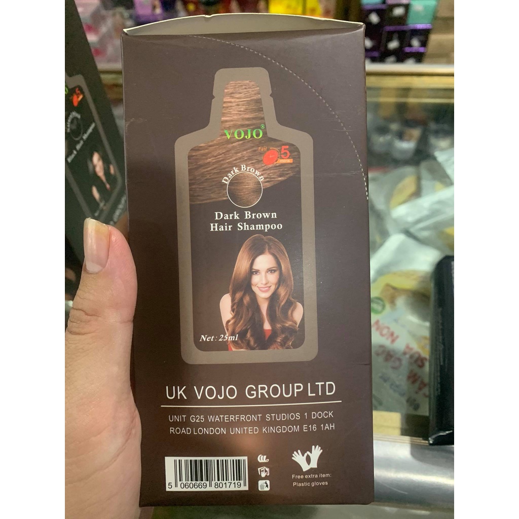 DẦU GỘI THẢO DƯỢC NHUỘM ĐEN NÂU VOJO HỘP 10 GÓI 25ML X10