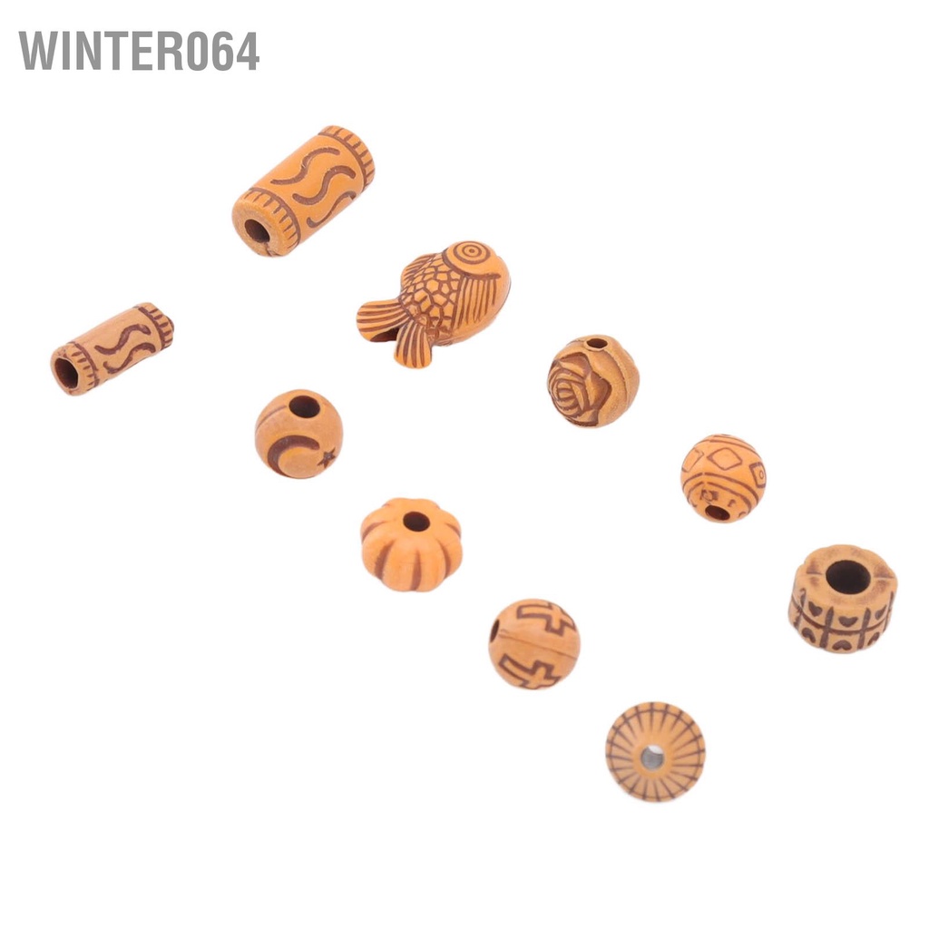 Winter064 199 Cái Hạt giả Gỗ Thủ công Tự làm Sọc lỗ lớn nhựa bảo quản cổ điển với Kéo Chỉ
