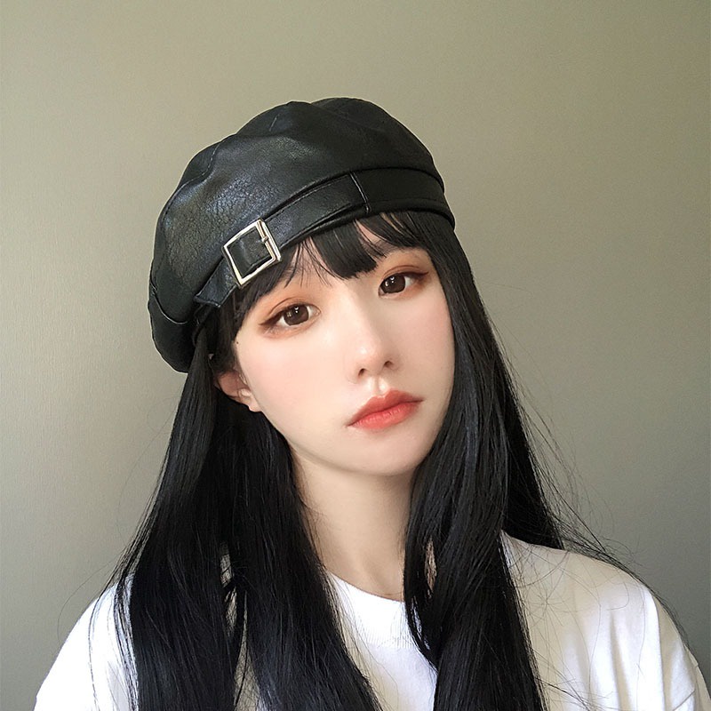 Mũ beret da PU phong cách cổ điển 56-58cm thời trang cho nữ