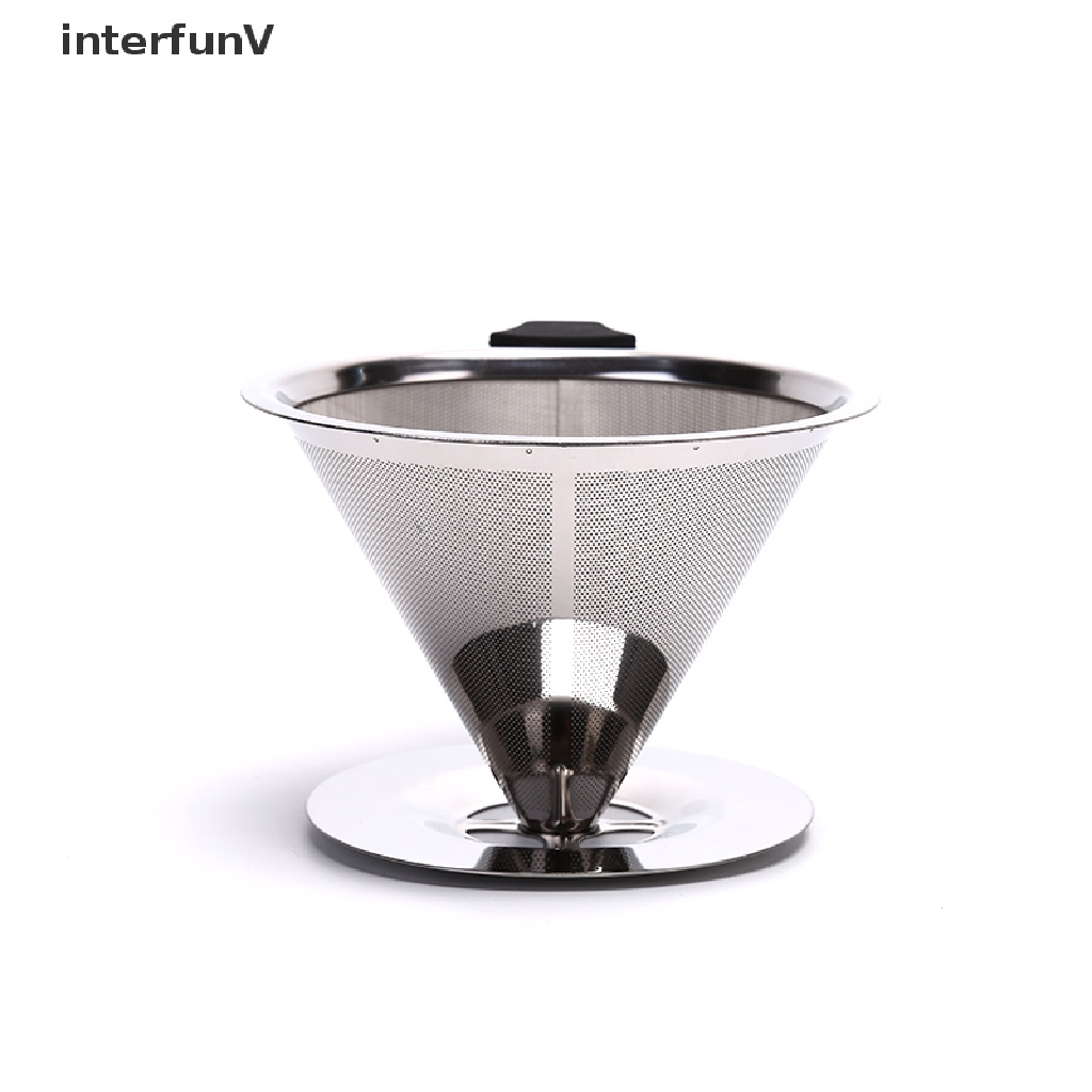 1 Cốc Lọc Cà Phê Bằng Thép Không Gỉ Có Thể Tái Sử Dụng Kèm Giá Đỡ