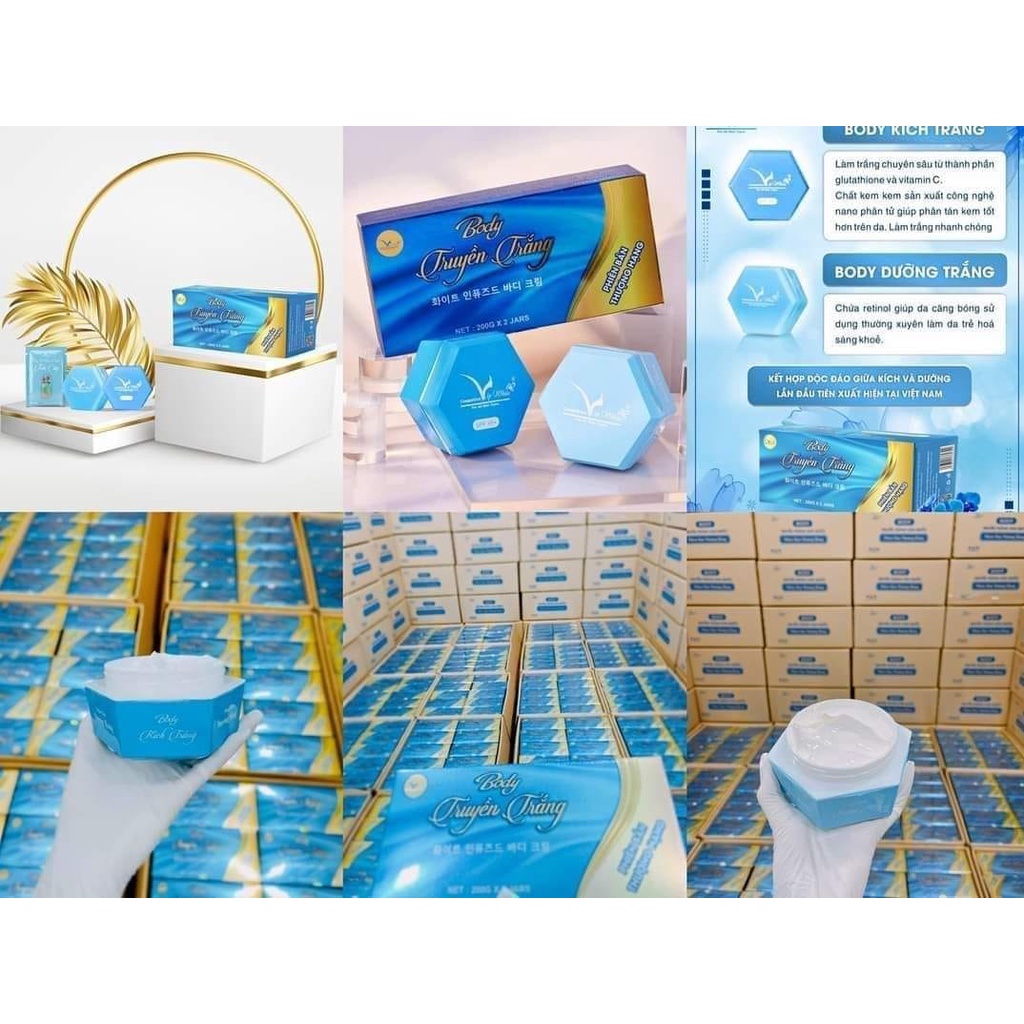 Bộ Kem Dưỡng Body Vip White Truyền Trắng Thượng Hạng - Hoàng Gia Chăm Sóc Dưỡng Trắng Body Hiệu Quả