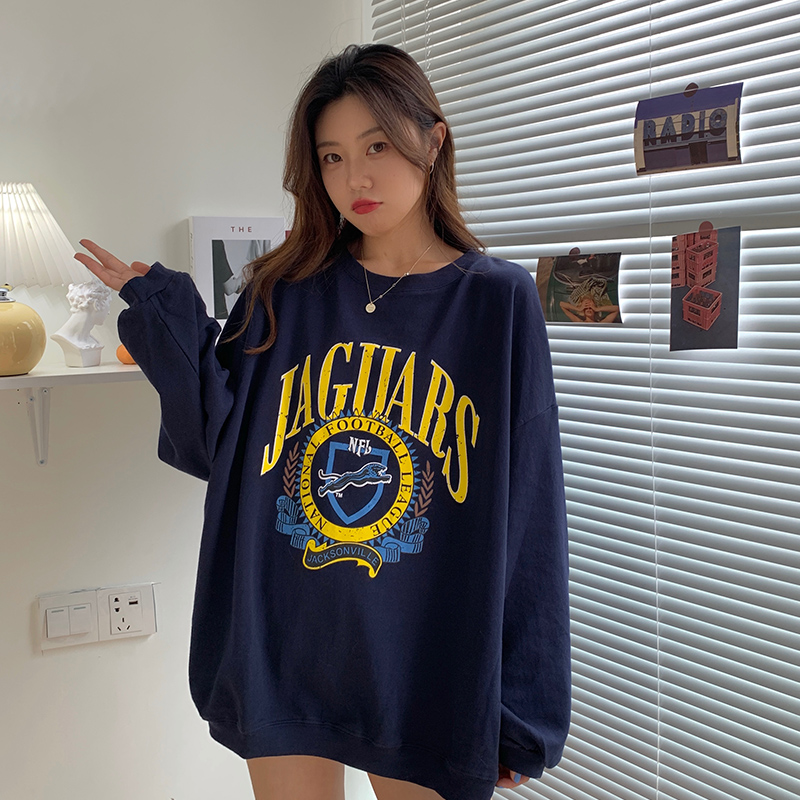 Áo Thun Sweater Hàn Quốc Dáng Rộng Dài Tay In Hình