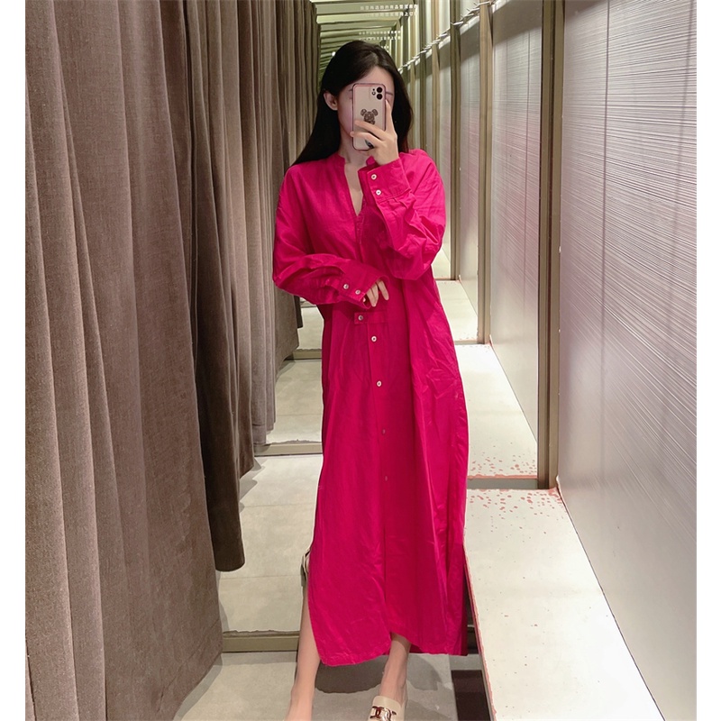 Zara Morocco full tag - Đầm Zara hồng trơn DT9DGG50N10