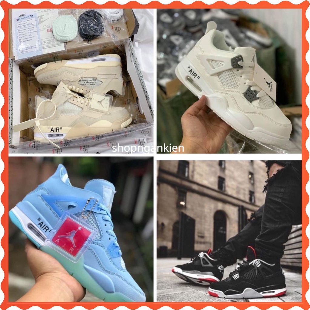 🔥𝐒𝐢ê𝐮 𝐑ẻ🔥Giày Jordan 4 sail vàng kem cao cổ,xanh đỏ đen trắng Giày thể thao jd4 hot nhất 2022 tặng kèm 3 giây bản trung