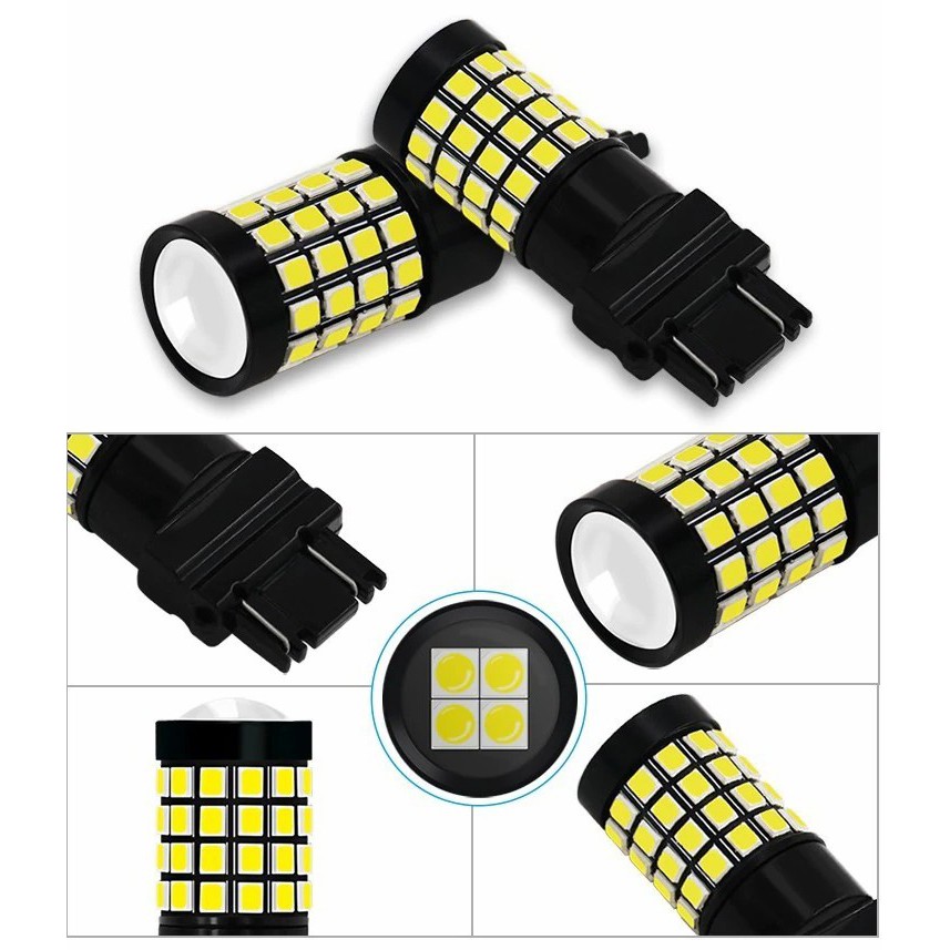 Led stop phanh đèn stop cao cấp T20 7443 và S25 chân tròn đỏ tươi cho ô tô.