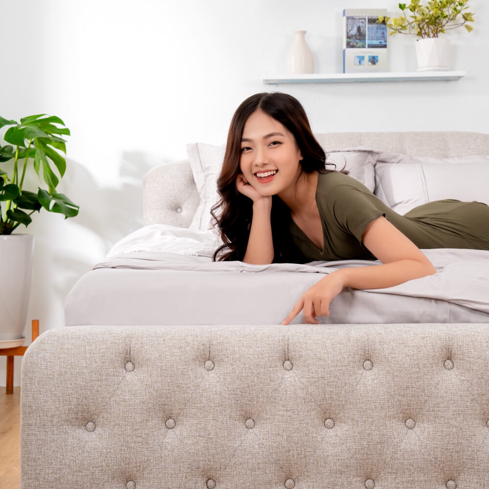 Giường vải Amando Novara bảo hành bởi Vua Nệm
