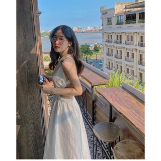 ĐẦM MAXI TRẮNG DÂY ĐAN CHÉO LƯNG