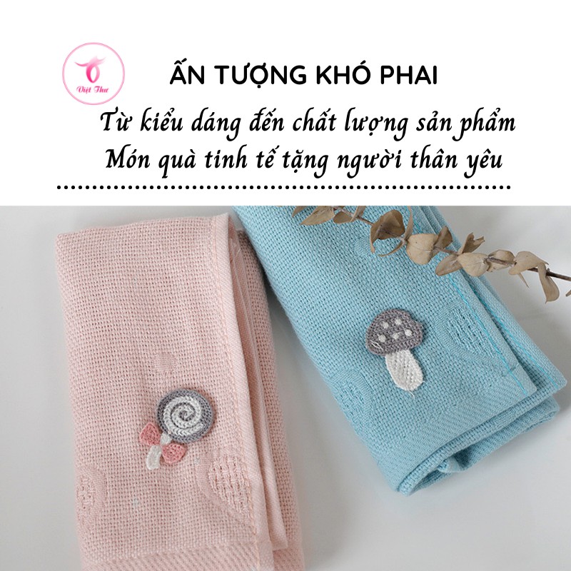 Khăn mặt trẻ em cotton thêu tay cao cấp VIỆT THƯ, siêu mềm mại, siêu thấm hút, 50gr, 25x50cm