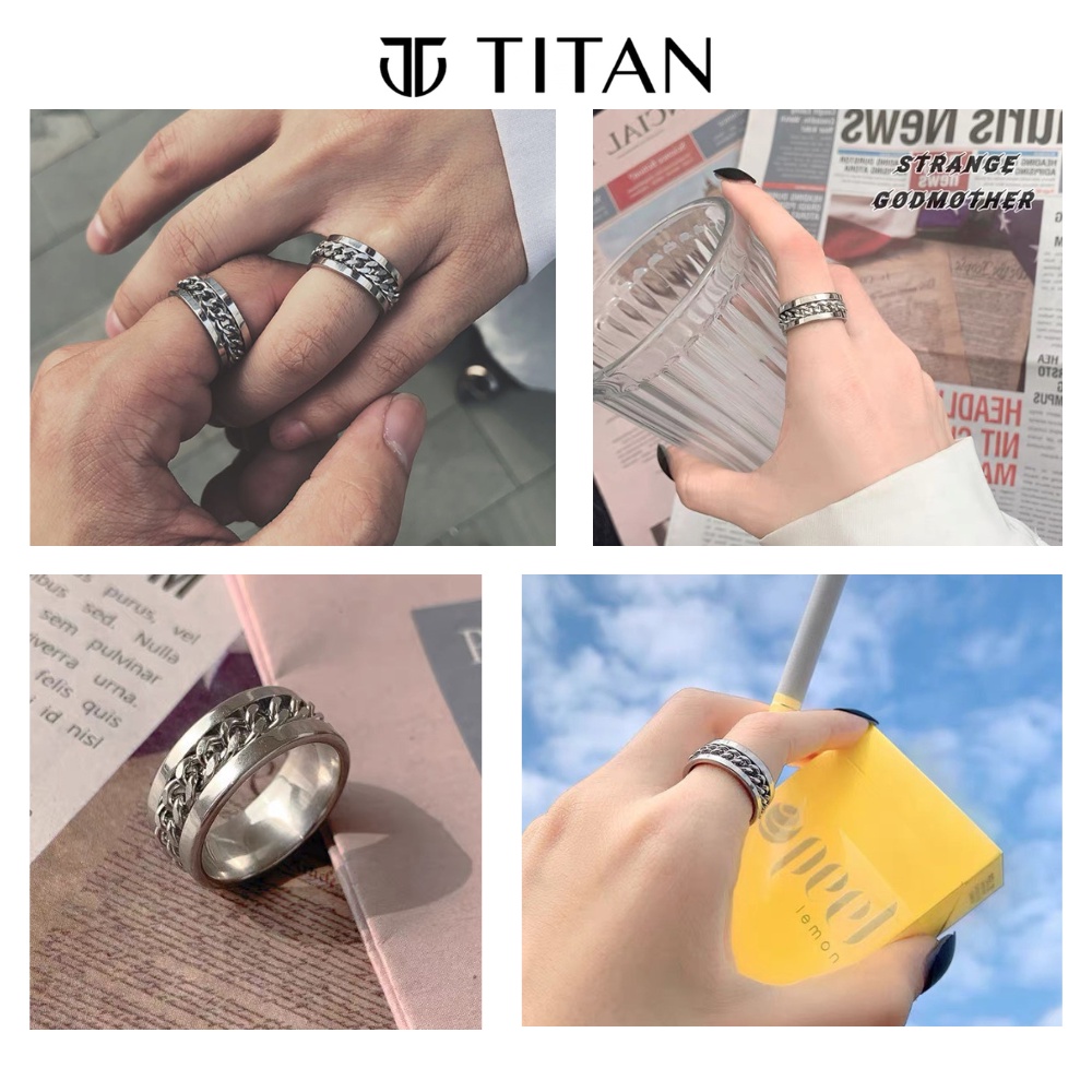 Nhẫn nam nữ xích unisex, nhẫn thời trang màu bạc 925 hiphop cá tính ring titan freesize không gỉ Titan Shop