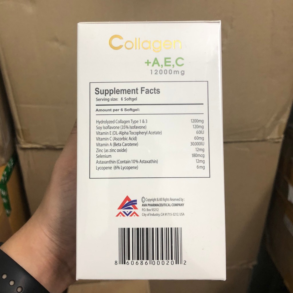 Thực phẩm bảo vệ sức khỏe collagen + A,E,C 12000mg AHLOZEN GOLD của Mỹ 180 viên [DATE mới] | BigBuy360 - bigbuy360.vn