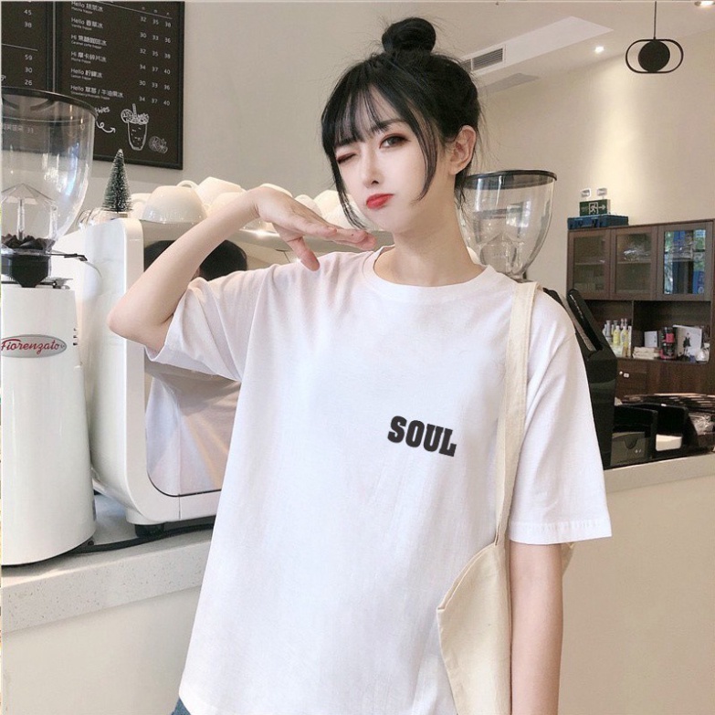 Áo phông form rộng Aqua2ma áo thun tay lỡ unisex SOUL Cotton rẻ đẹp freesize 40-70kg