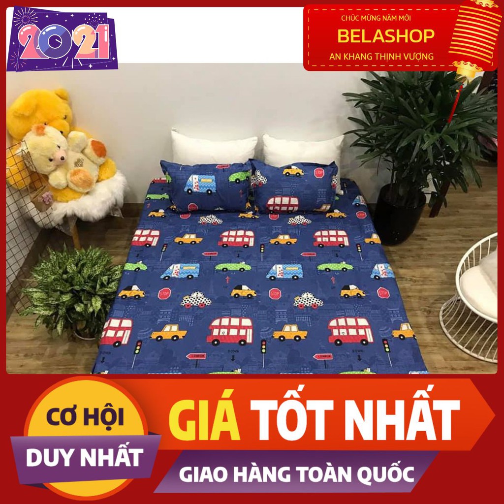 Combo 1 ga 2 vỏ gối cotton poly hàn mẫu xe ô tô nền xanh