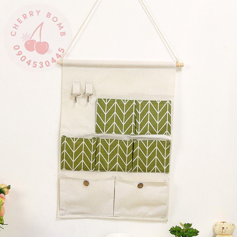 Túi Treo Đồ 7 NGĂN Lúa Mạch Decor Hiện Đại - Khung Vải Treo Nhiều Ô Trang Trí Phòng Ngủ, Quán Cà Phê