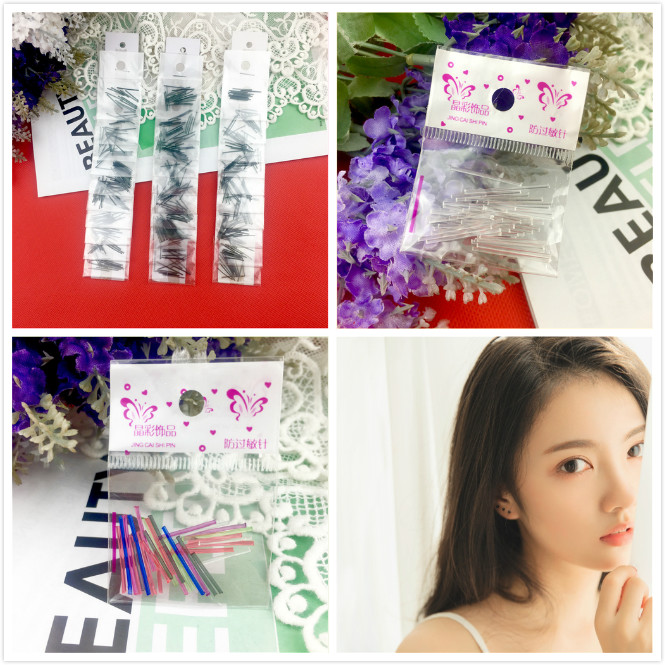 Khuyên tai nhựa màu đen trong suốt chống dị ứng