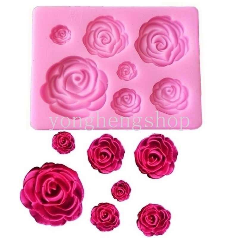 Khuôn Silicone Tạo Hình Hoa Hồng Nở 3D Trang Trí Bánh DIY