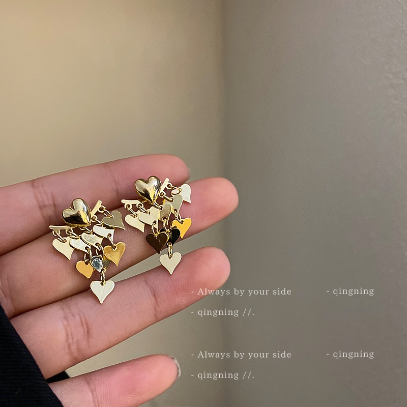 DREJEW Bông Tai Mạ Vàng 925 Hình Trái Tim Phong Cách Hàn Quốc Ngọt Ngào Thời Trang Mùa Hè Mới Cho Nữ