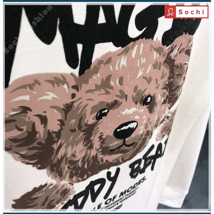 Áo thun nam tay dài, áo thu đông nam Sochi mã SW62.2 in gấu Magic