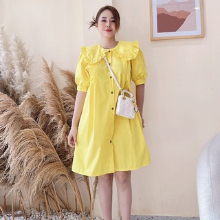 Đầm nữ form babydoll cổ sen tay phồng