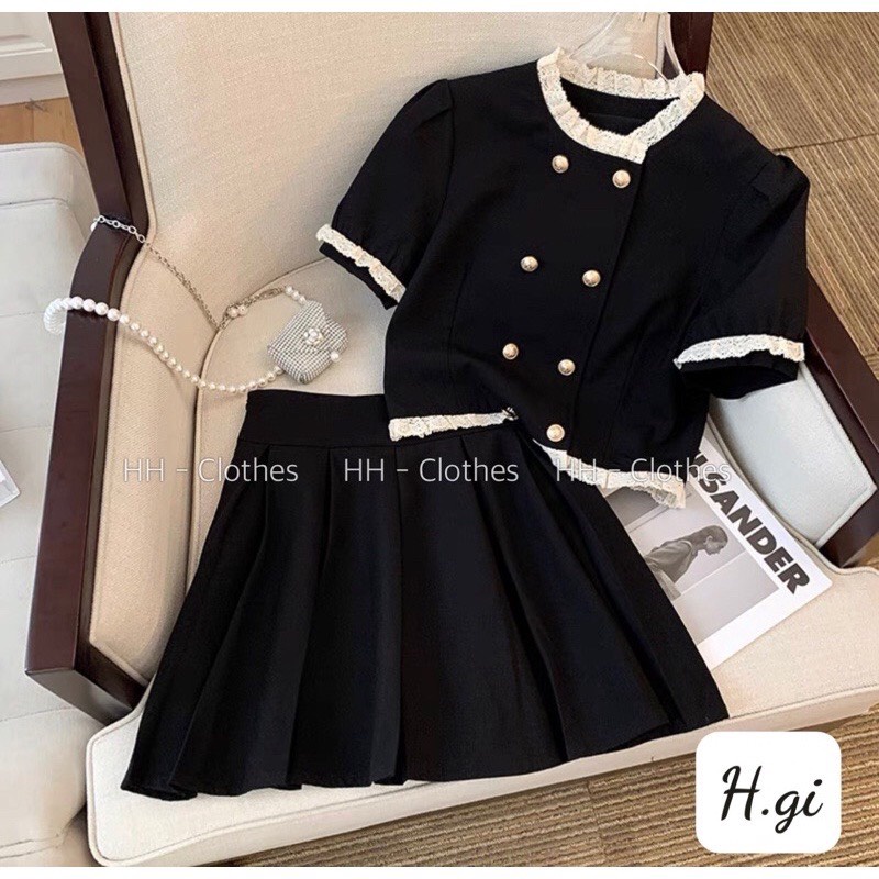 Set áo tay bồng phối váy 2 Khuy BIGSIZE 55-95kg