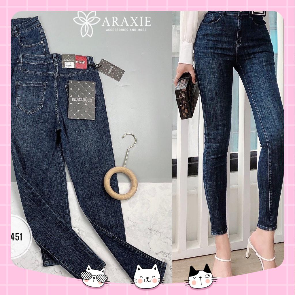 Quần bò nữ ôm cạp cao Araxie Quần Jean Skinny nữ Lưng Cao màu xanh co giãn tốt hack dáng M9451
