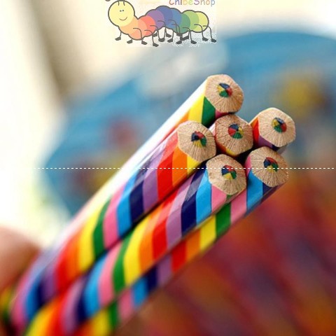 Bút chì vẽ 6 cạnh màu cầu vồng