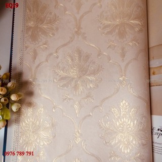 Giấy dán tường cao cấp ,họa văn tân cổ mầu vàng phủ kim tuyến , lụa dệt không keo khổ 0,53 m,giấy dán phòng phòng khách