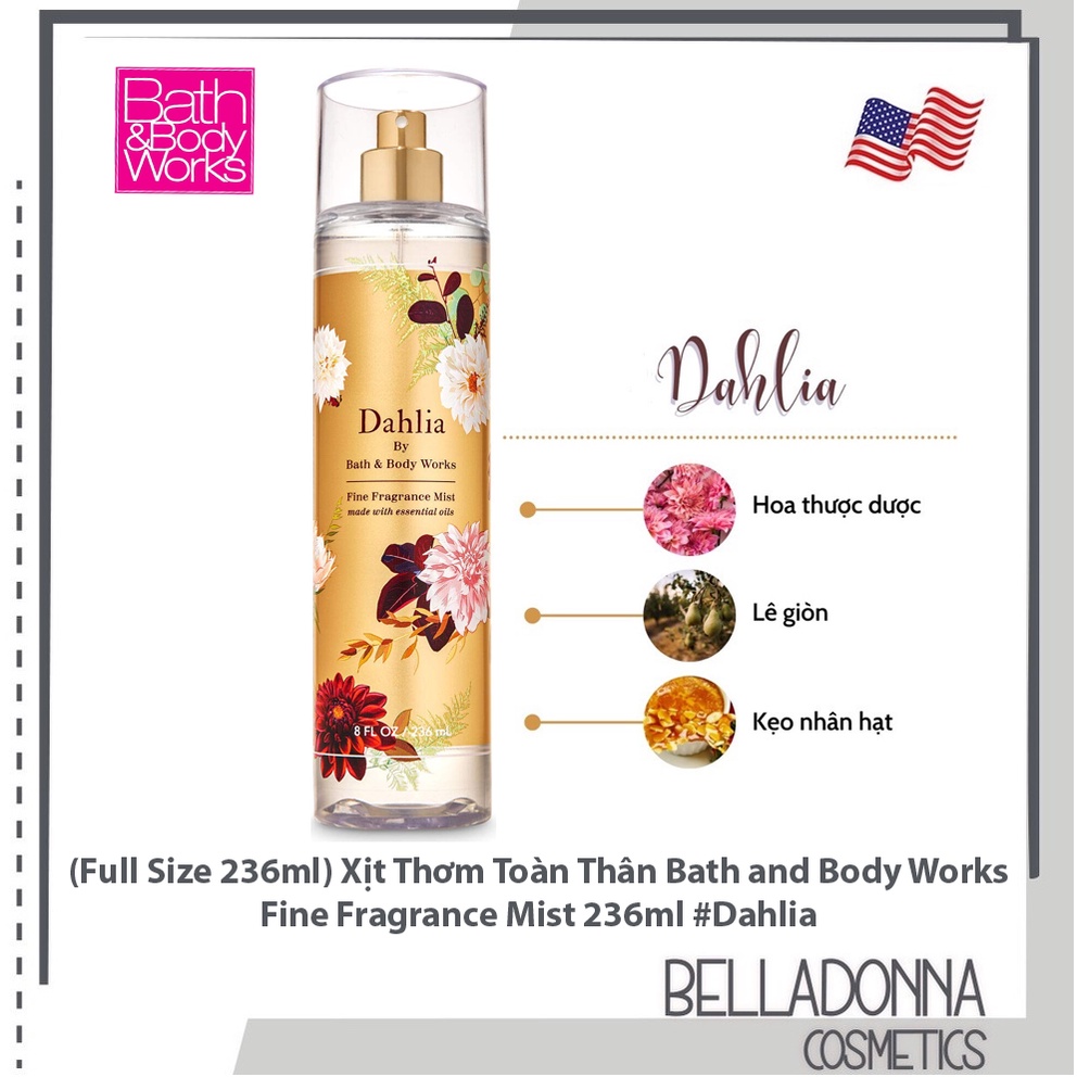 Xịt Thơm Toàn Thân Bath and Body Works Fine Fragrance Mist 236ml #Dahlia