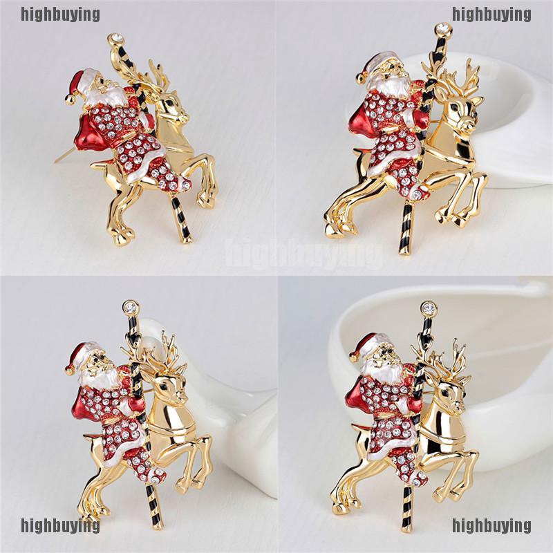 1 Phụ Kiện Trang Trí Giáng Sinh Hình Ông Già Noel Tuần Lộc Đính Đá