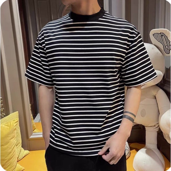 Áo thun Cổ cao Sọc ngang B&W TKTTSG Unisex Style |TAYSONE|