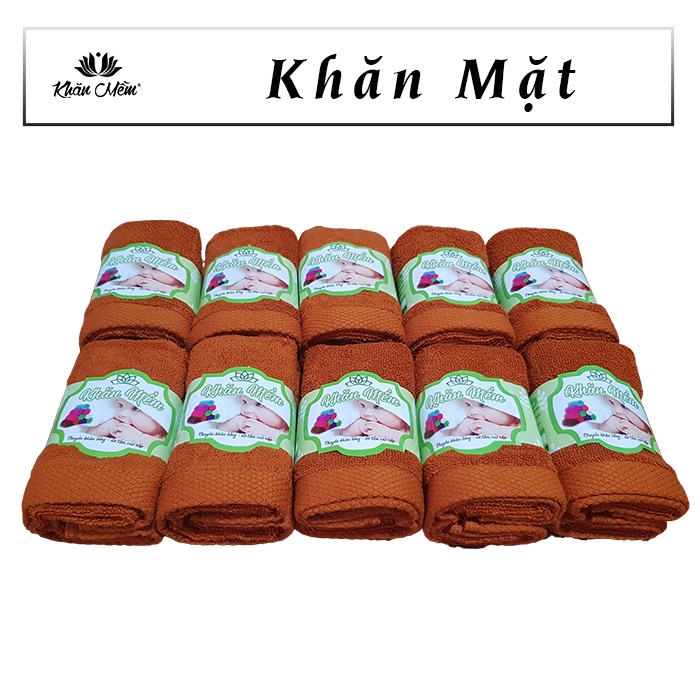 Combo 10 Khăn Mặt Cao Cấp Khăn Mềm 100% Cotton, Dày Dặn Mềm Mịn, Không Ra Màu, Không Sổ Lông, Thấm Hút Nước Tốt