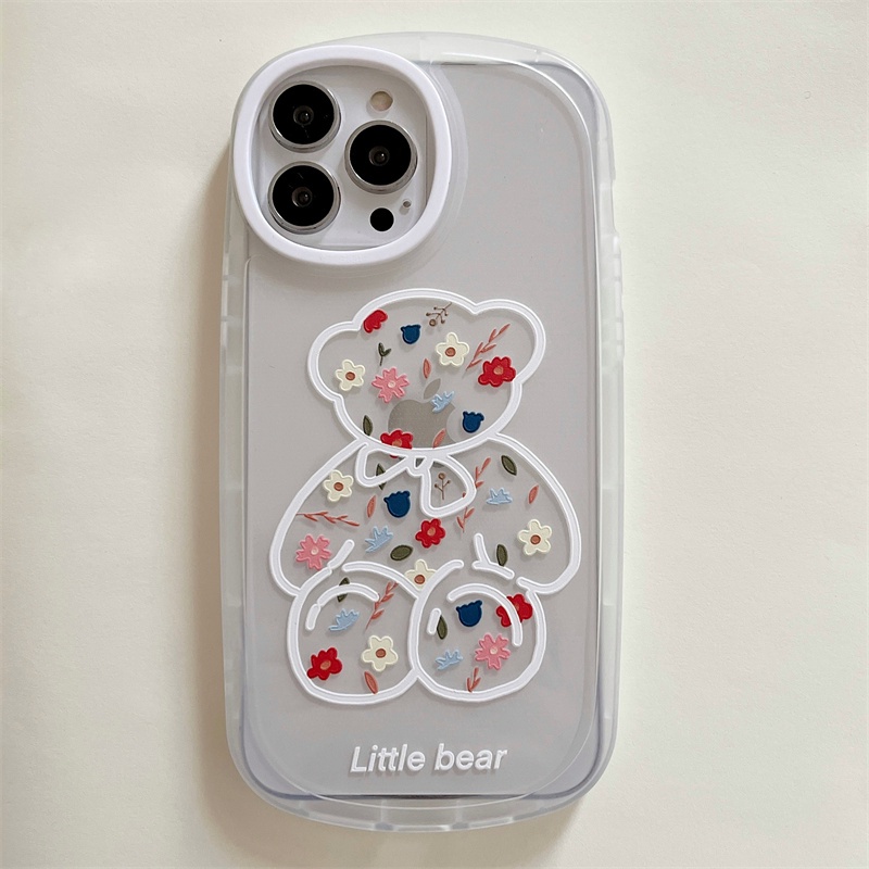 Ốp Điện Thoại Silicon Mềm Lỗ Tròn Màu Trơn Hình Gấu/Hoa Cho iPhone XS XR XMax 11 11pro 11 promax 12 12pro 12proMax 13 13Pro 13promax 2022