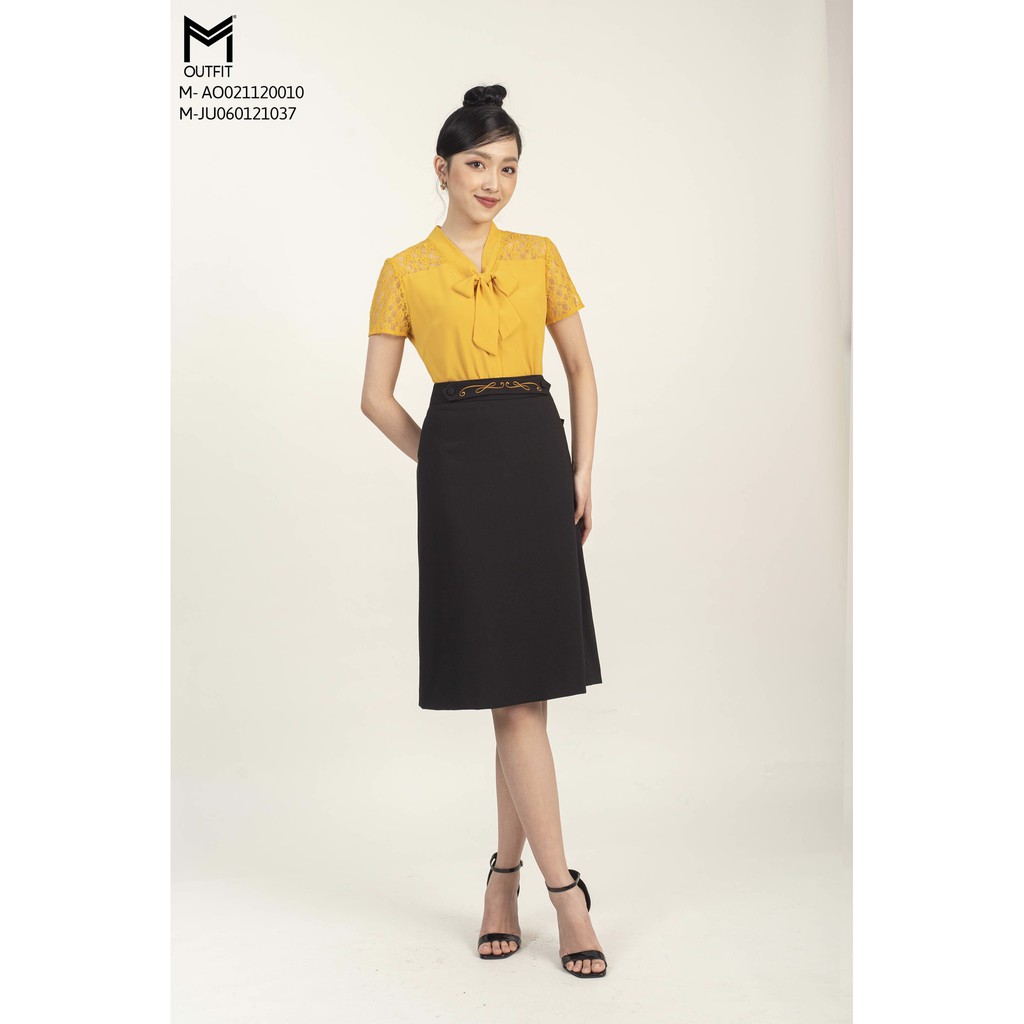 Áo Sơ Mi Cộc Tay nẹp mở tay phối ren MMOutfit M-AO021120010