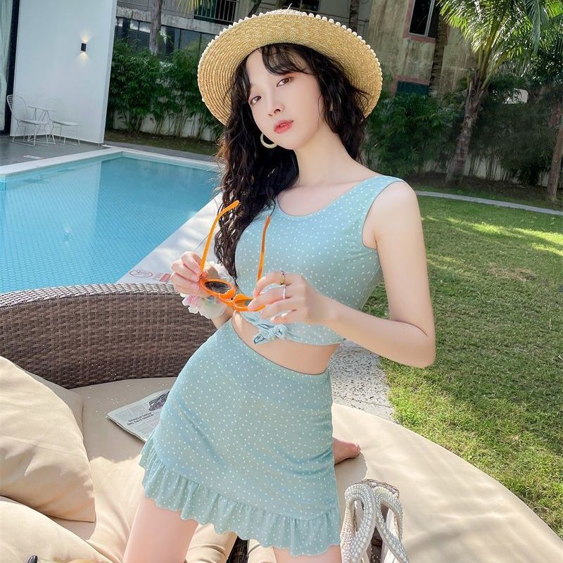 Bộ Đồ Bơi 3 Mảnh Kín Đáo Che Phủ Bụng Cho Nữ