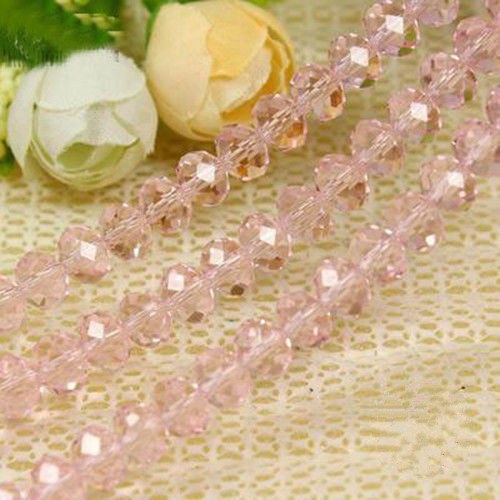 Hạt pha lê bánh cam 8mm màu hông