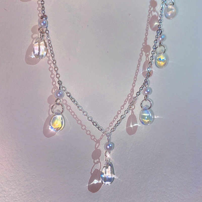 Dây Chuyền Mặt Hình Giọt Nước Đính Đá Phong Cách Retro Thời Trang