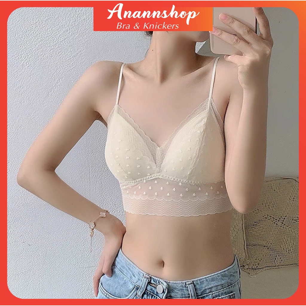 Áo Lót Ngực Cao Cấp Không Gọng Viền Ren 2 Dây Công Chúa Mút Mỏng Mặc Thoải Mái 21322