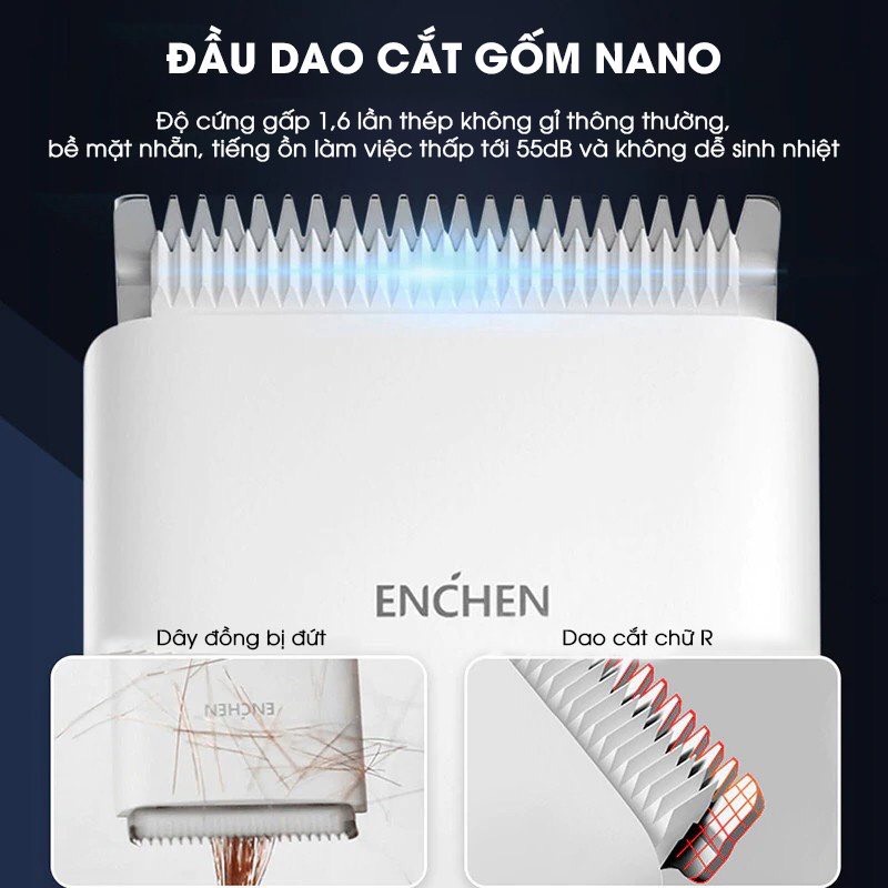 Tông Đơ Cắt Tóc Xiaomi Youpin Enchen Boost pin sạc dễ cắt tiện lợi dùng gia đình