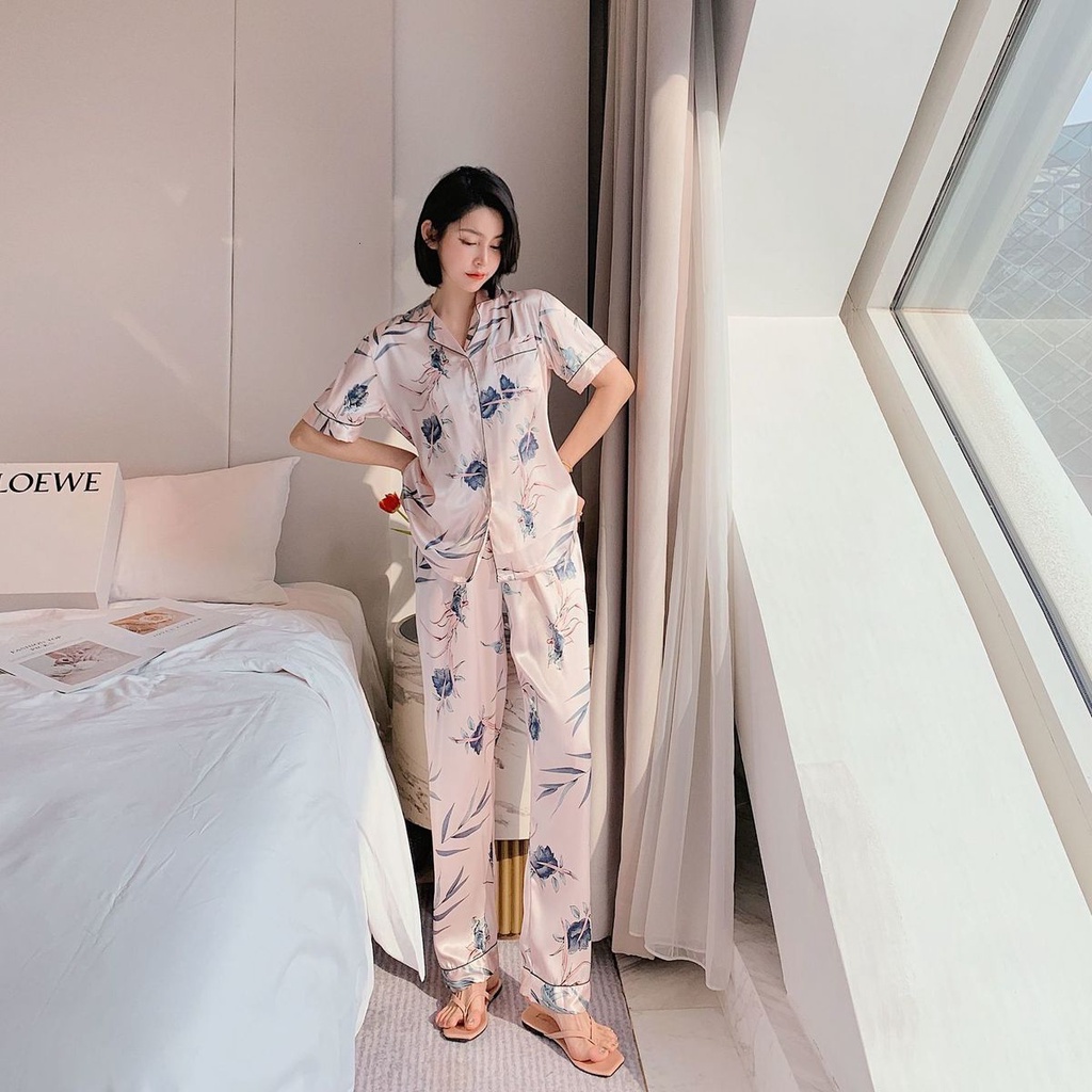 Bộ Đồ Ngủ Ngắn Tay Dáng Rộng In Họa Tiết Thời Trang Cho Nữ 2021