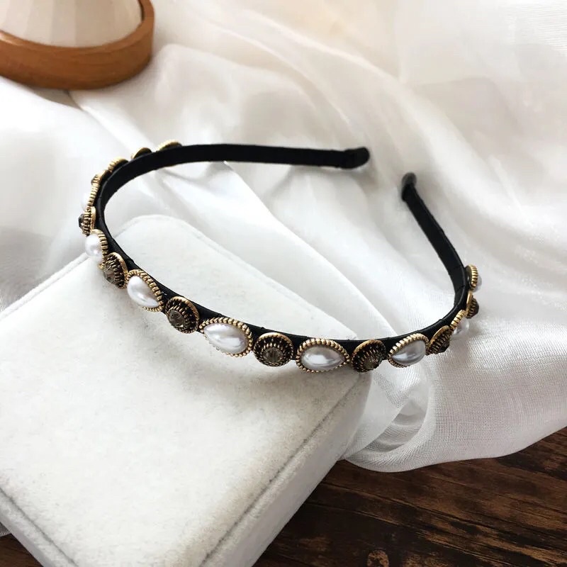 Bờm Tóc Cài Tóc Đính Đá Ngọc Trai Nhân Tạo Cao Cấp Dahabo BT16